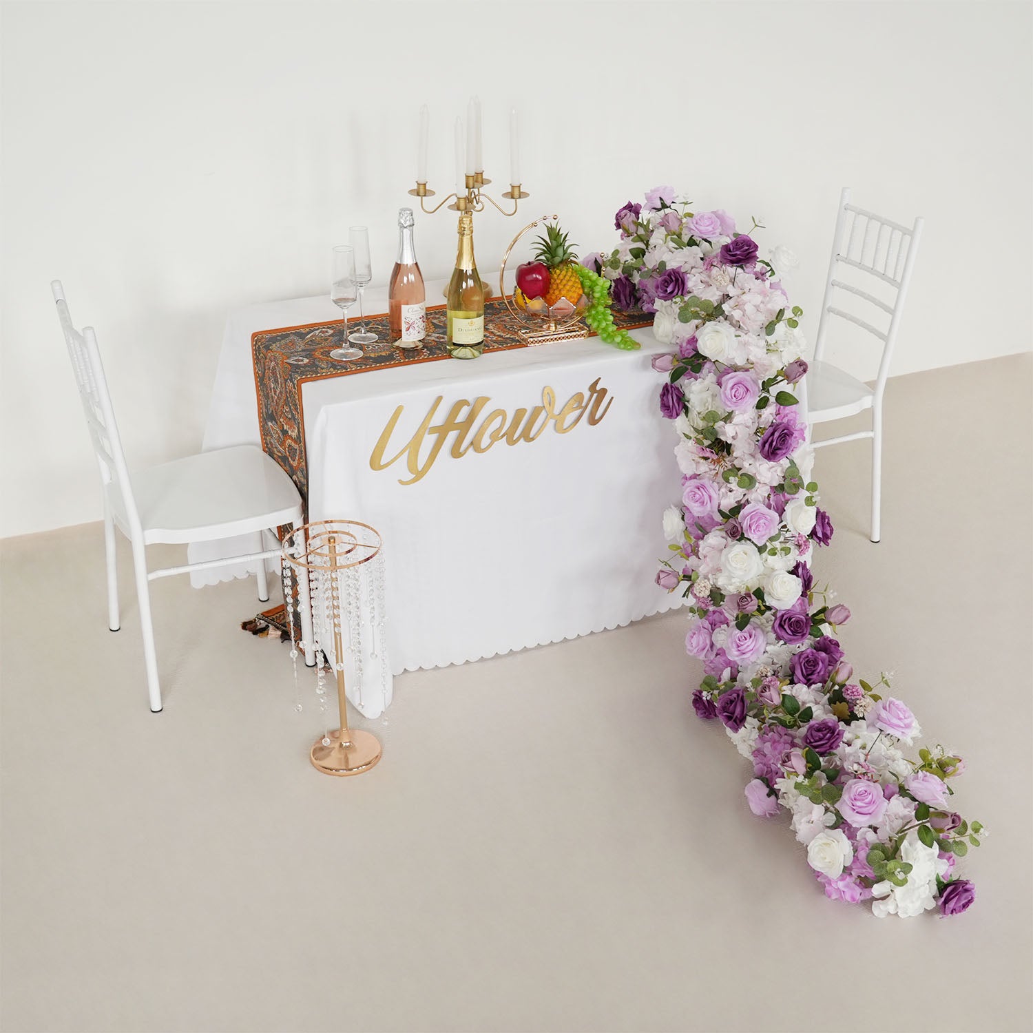 Uflower Artificial Flower Row Sofa Table Runner Floor Flower Arrangement